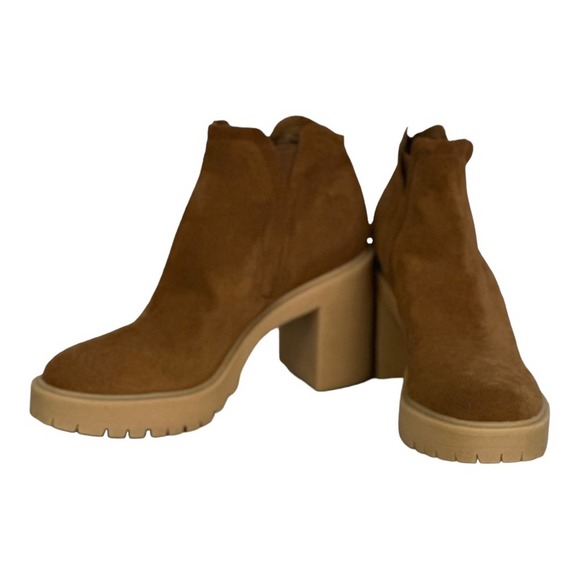 Dolce Vita Ankle Boots Chunky Heels Platform Booties Size 9 Brown - Picture 5 of 11